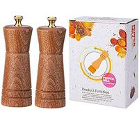 TONZN 2 Pezzi Macina Sale e Pepe in Legno Barbecue Chili Shaker Mill con Macina Sale e Macina Pepe in Ceramica
