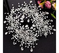 TONZN Accessori per Capelli da Sposa Copricapo da Sposa Copricapo da Sposa Pettine per Capelli Fermaglio per Capelli Floreale con Strass (2 Pezzi)