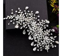 TONZN Accessori per Capelli da Sposa Copricapo da Sposa Copricapo da Sposa Pettine per Capelli Forcina Floreale con Strass (Destra)