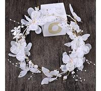 TONZN Acconciatura coreana bianca in seta perla fatta a mano accessori per capelli da damigella d'onore sposa fascia