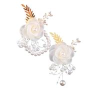 TONZN Bracciale con corpetto floreale da polso con perle di cristallo Bracciale con fiore da polso per damigella d'onore con catena di perle (set misto)