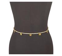 TONZN Catena per Il Corpo Donna Catene per la Pancia Farfalla Catena per Gioielli per Il Corpo Strass Vita e Addome Spiaggia Brillante Moda Charm Bar DJ (l Colore: Color Oro) ()