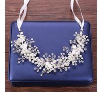 TONZN Cerchietto con Fiori di Strass di Perle, Accessori per Capelli da Sposa, Cerchietto con Fiori di Strass, Cerchietto da Sposa (Argento 1 pz (1 Confezione))