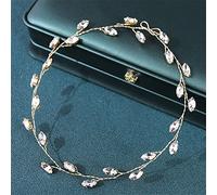 TONZN Cerchietto con Strass di Cristallo per Donna, Accessori per Capelli da Sposa, per Feste di Nozze, Gioielli, Cerchietto in Rattan (Oro 1 pz (1 Confezione))