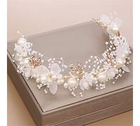 TONZN Cerchietto con Strass di Perle Accessori per Capelli Dorati Copricapo Fatto a Mano da Donna Cerchietto da Sposa Accessori per Capelli da Sposa (Oro)