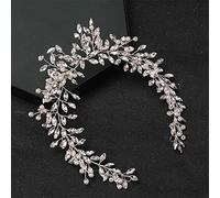 TONZN Cerchietto per Capelli con Fiori e Strass di Perle da Donna, Copricapo da Sposa, Copricapo da Regina per Feste (Argento 11)