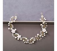 TONZN Cerchietto per Capelli con Strass di Perle da Donna, Accessori per Capelli da Sposa, Copricapo da Sposa, Accessori per Capelli, Cerchietto in Argento (Oro Chiaro 6)
