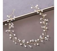 TONZN Cerchietto per Capelli con Strass di Perle da Donna, Accessori per Capelli da Sposa, Copricapo da Sposa, Accessori per Capelli, Cerchietto in Argento (Oro Chiaro 5)