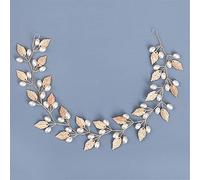 TONZN Cerchietto per Capelli con Strass di Perle, da Sposa, da Donna, con Foglie e Fiori, Decorazione per Capelli (Oro Chiaro, 1 Pezzo (1 Confezione))