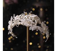 TONZN Cerchietto per Capelli da Donna in Cristallo di Perle d'Argento, Accessori per Capelli da Sposa, Fascia per Capelli con Fiori per Feste di Matrimonio (Argento)