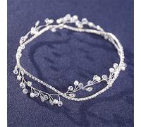 TONZN Cerchietto per Capelli da Donna in Oro e Argento con Perle di Cristallo e Strass, per Feste, Matrimoni, Sposa, Fatto a Mano (Argento 1 pz (1 Confezione))