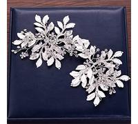 TONZN Cerchietto per Capelli da Sposa, Cerchietto con Strass, Cerchietto con Foglia d'Argento, Copricapo da Sposa (Argento)