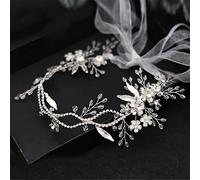 TONZN Cerchietto per Capelli da Sposa con Cristalli, Accessori per Capelli da Sposa, Fiori per Capelli da Donna (Organza Bianca)