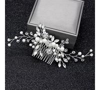 TONZN Cerchietto per Capelli da Sposa con Perle di Cristallo, forcina per Capelli, Damigella d'Onore, Diamante, per Capelli, Copricapo da Sposa (Argento 4)