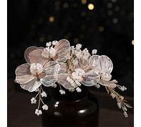 TONZN Cerchietto per Capelli da Sposa, Copricapo con Fiori di Perle, forcina per Capelli, Cerchietto per Capelli da Sposa da Donna (Oro)