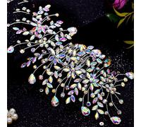TONZN Cerchietto per Capelli da Sposa in Cristallo, Copricapo da Sposa da Donna, forcina per Capelli con Strass, Copricapo da Sposa (HP379 C Sinistra)