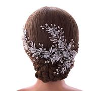 TONZN Copricapo con Fiori da Sposa, forcina per Capelli da Sposa, forcina per Capelli in Argento e Oro, Accessori per Capelli da Sposa (HP280 S)