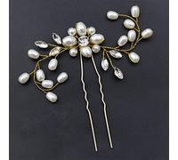 TONZN Copricapo da Sposa con Perle di Cristallo, Cerchietto per Capelli, forcina per Capelli, Damigella d'Onore, Corona di Diamanti per Capelli, Copricapo da Sposa (Oro)
