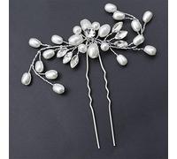 TONZN Copricapo da Sposa con Perle di Cristallo, Cerchietto per Capelli, forcina per Capelli, Damigella d'Onore, Corona di Diamanti per Capelli, Copricapo da Sposa (Argento)