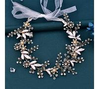 TONZN Copricapo da Sposa per Matrimonio Fascia per Capelli da Donna Forcina per Capelli Accessori per Capelli Copricapo da Sposa con Foglia in Lega (HP294 Fascia per Capelli)