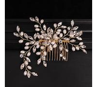 TONZN Copricapo di Diamanti, Cristallo, Strass, Perle, Pettine per Capelli da Sposa, Accessori per Capelli da Sposa, Copricapo da Donna, Pettine per Capelli con Perle, Gioielli, Copricapo