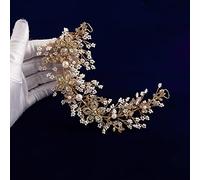 TONZN Copricapo di Diamanti Europeo Cristallo Oro Fascia da Sposa Fascia Morbida Foglia da Sposa Accessori per Capelli Copricapo di Cristallo