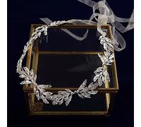 TONZN Copricapo di Diamanti, Fascia per Capelli da Sposa in Cristallo Coreano, Fascia Morbida, Accessori per Capelli a Forma di Foglia da Sposa, Copricapo di Cristallo