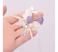 TONZN Corpetto da polso Fiore all'occhiello Matrimonio Ragazze Damigella d'onore Polso Fiori Bracciale Festa Tessuto Fiori a mano Nastro Sposa Matrimonio (Colore: G) (G)
