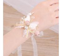 TONZN Corpetto da polso Fiore all'occhiello Matrimonio Ragazze Damigella d'onore Polso Fiori Bracciale Festa Tessuto Fiori a mano Nastro Sposa Matrimonio (Colore: G) (J)