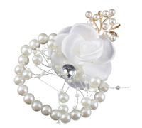 TONZN Corpetto da sposo con strass di perle avorio con catena di pere sposa damigella d'onore braccialetto fiore da polso corpetto artificiale da sposa