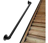 TONZN Corrimano per ringhiera per Scale 1ft/20ft Corrimano - Kit Completo. Corrimano per Tubi industriali Nero Opaco per Scale, Interni ed Esterni()