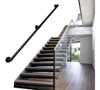 TONZN Corrimano per ringhiere per Scale - Kit Completo, corrimano per Tubi in Ferro battuto Industriale per Scale con Supporto per Montaggio a Parete (Colore : Bronzo, S (Nero 5ft)