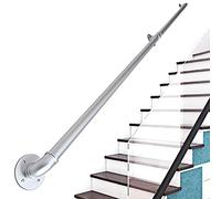 TONZN Corrimano per ringhiere per Scale - Kit Completo, corrimano per Tubi in Ferro battuto Industriale per Scale con Supporto per Montaggio a Parete (Colore : Bronzo, S (Argento 20ft)