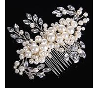 TONZN Diadema di Diamante Accessori per Capelli da Sposa di Lusso Pettine per Capelli di Matrimonio Pettine per Capelli Strass Argento Diadema di Nozze Accessori per Capelli Perline