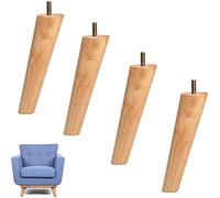 TONZN Gambe per mobili Gambe per divani Set di 4 Gambe per tavoli con vite di fissaggio M10, Gambe per mobili in legno, Gambe per mobili di ricambio in legno massello (Dritto 40 cm/15,7 pollici)