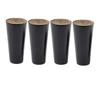 TONZN Gambe per mobili Gambe per mobili in legno massello nero, Legno di gomma, Piedini per tavolo stabili, Senza inquinamento (Gamba dritta 10 cm)