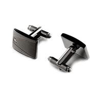 TONZN Gemelli da Uomo Gemelli Fermacravatta Set Formale Business Matrimonio Completo Business Matrimonio (Nero 14x19mm)