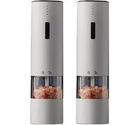 TONZN Macina Sale e Pepe Elettrico 2er Carica USB, Design della macinatrice in Ceramica Regolabile da macina spezie Grossolana a macina fine (2 Pezzi) Macina Sale e macina Pepe (Bianco)