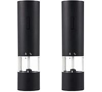 TONZN Macina Sale e Pepe Elettrico 2er Carica USB, Design della macinatrice in Ceramica Regolabile da macina spezie Grossolana a fine (2 Pezzi) Macina Sale e macina Pepe (Nero)