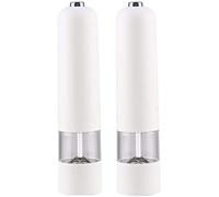 TONZN Macina Sale E Pepe Elettronico Set Macina Sale 5 3 X 22 5 cm, Lampada LED Nero X2- Macina Sale Macina Pepe (Bianco)