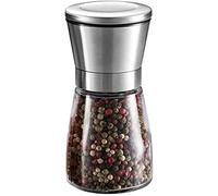 TONZN Macina Sale e Pepe, macina Sale Manuale in Acciaio Inossidabile, macina Pepe in Ceramica Regolabile, Corpo in Vetro, 2 macina Sale e macina Pepe (1 Pezzo)