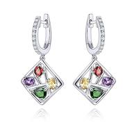TONZN Orecchini Donna Gioielli di Moda Multicolor Gemstone S925 Sterling Silver Ladies Crystal Shining Elegante Semplice Orecchini Pendenti Orecchini per Donna