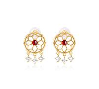 TONZN Orecchini in Argento S925 Acchiappasogni Modello di Perline ottagonali Mozambico Il Melograno è Orecchini con Nappe in Stile Etnico retrò Donna