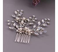 TONZN Pettine da Sposa con Strass per Capelli da Donna, per Ragazze, con Fascia per Capelli da Sposa (Argento)