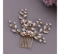 TONZN Pettine da Sposa con Strass per Capelli da Donna, per Ragazze, con Fascia per Capelli da Sposa (Oro)