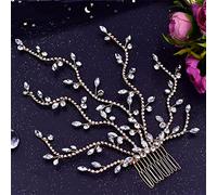 TONZN Pettine da Sposa da Donna, Accessori per Capelli da Sposa, Pettine da Sposa con Strass, Copricapo da Festa (HP481 Oro)
