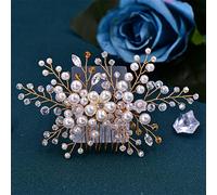 TONZN Pettine da Sposa in Cristallo e Perle, Fatto a Mano, per Capelli da Sposa, per Ragazze, con forcina (HP136)