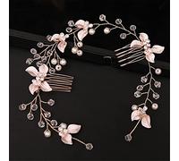 TONZN Pettine per Capelli a Forma di Foglia di Perla, Accessori per Capelli, Accessori per Capelli da Donna, Fascia per Capelli da Sposa (Oro Rosa)