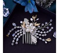 TONZN Pettine per Capelli da Sposa con Cristalli, Copricapo di Perle, Accessori per Capelli da Sposa, Copricapo da Damigella d'Onore (HP69)