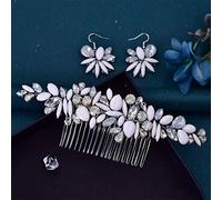 TONZN Pettine per Capelli da Sposa da Donna, Copricapo da Sposa, Orecchini, Fermaglio per Capelli da Sposa, Accessori per Capelli con Strass (1 Pettine, 1 orecchino)